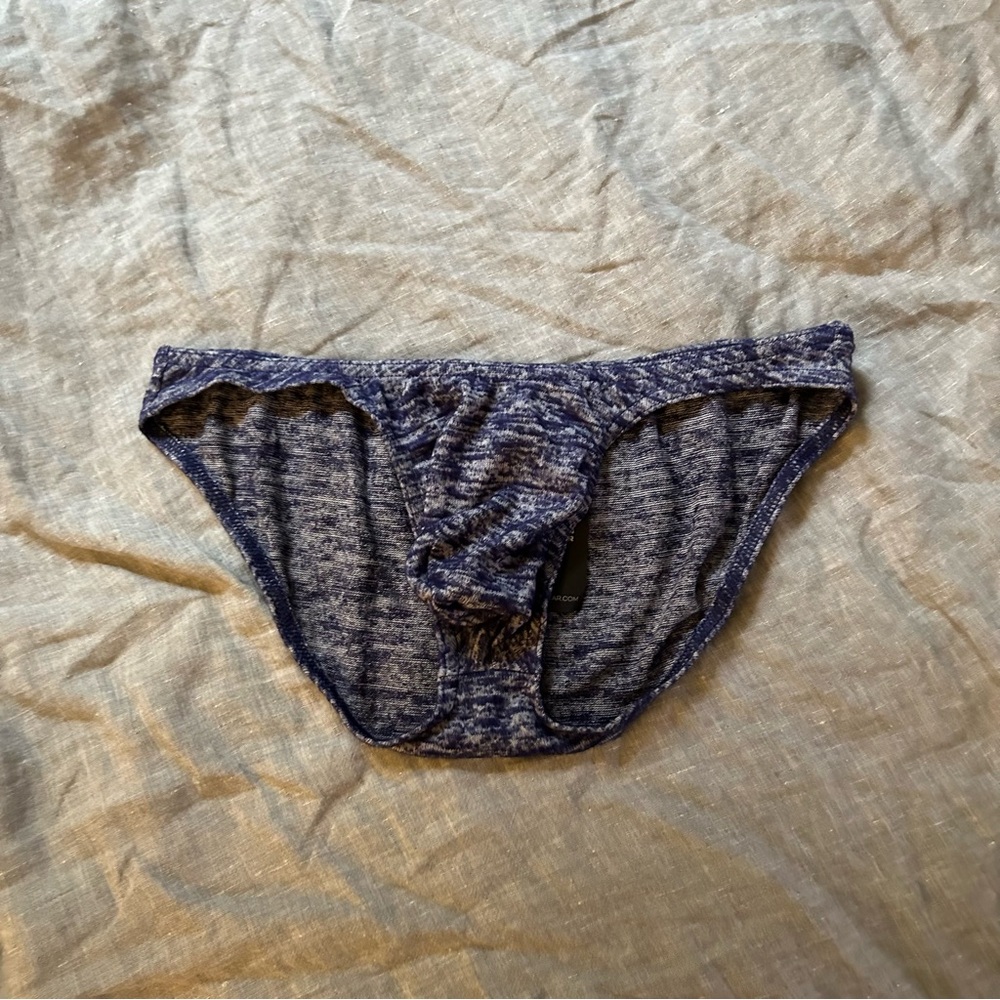 N2N Bodywear Blue Heathered Spacedye Pouch Briefs Size Large NWT